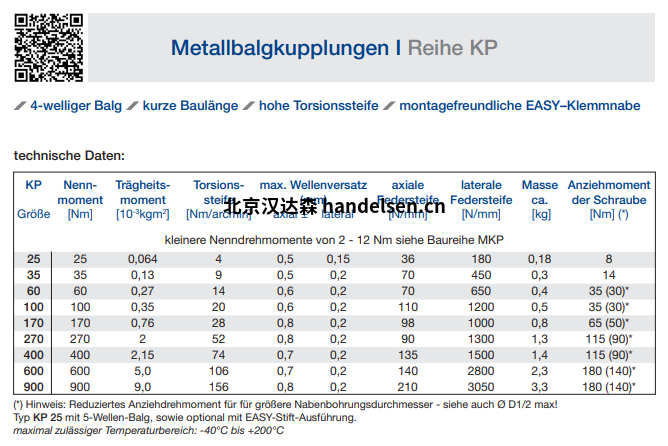 JAKOB 金属波纹管联轴器KP系列