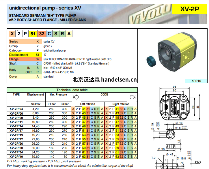 Vivoil ø52单向液压泵选型