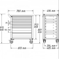 Hazet 177-7 178N-7/147带滚珠轴承轮子工厂车间设备工具推车